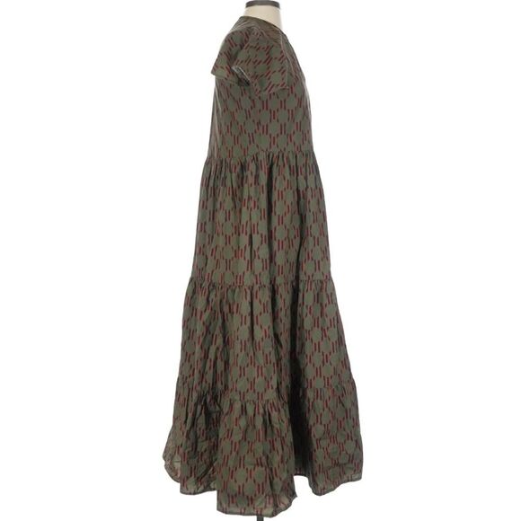 Tuckernuck Oliphant V-Neck Maxi Dress 100% Cotton Tiered Earthy Polka Dot XS - Picture 4 of 11